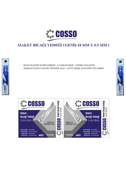 COSSO MAKET BIÇAĞI YEDEĞİ 18 mm (100 AD)