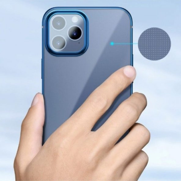 Baseus Glitter iPhone 12 Pro Max Şeffaf Lüx Kılıf Soft Tpu Kılıf Mavi - 4