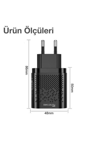 Uslion 20w Usb Qc3.0 Şarj Pd3.0 Hızlı Şarj Aleti Şarj Başlık Beyaz - Resim 11