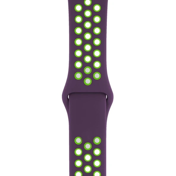 Apple Watch 38-40mm Silikon Kayış - Mor/Yeşil - Resim 2