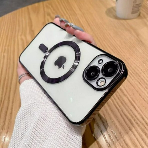 Ally iPhone 14 Plus 6.7inç Renkli Kenar Lazer Çerçeveli Magsafe Uyumlu Silikon Kılıf - 4