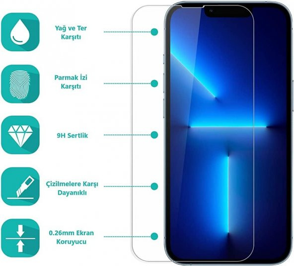 Veltex İphone 14 0.26 MM 9H Yüksek Dayanıklı Cam Ekran Koruyucu ürün görseli