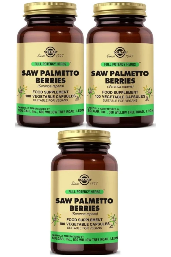 Solgar Saw Palmetto Berries 100 Kapsül 3 Adet