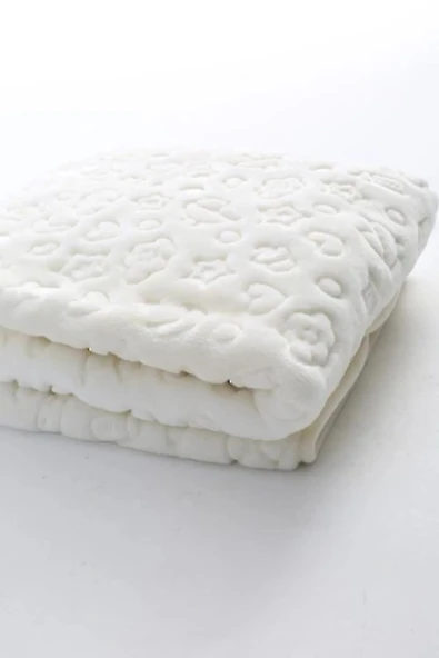 Beyaz Bebek Çocuk Battaniyesi, Kabartmalı Yumuşak - Resim 2