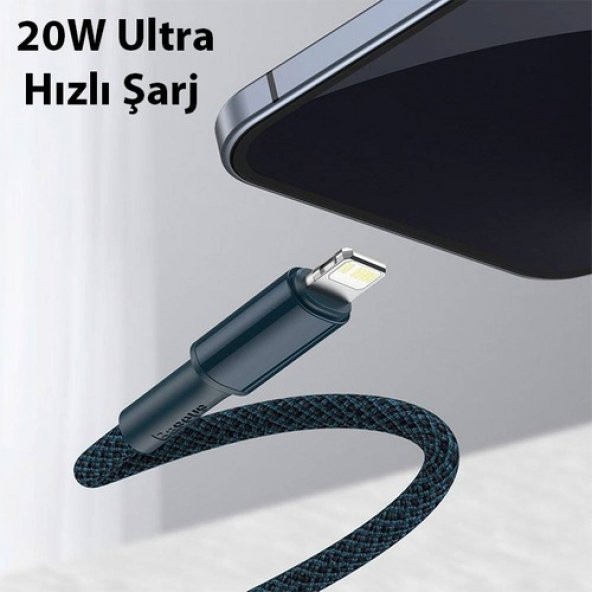 Baseus High Density Braided 20W Type-C To iPhone Lightning Hızlı Şarj ve Data Kablosu 1m - 2