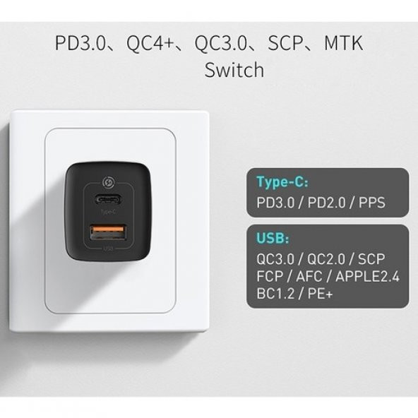 Baseus Gan2 Lite 65W Hızlı Şarj Aleti PD Quick Charging CCGAN2L-B01 - 4