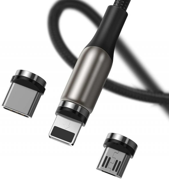 Baseus Zinc Magnetic Kablo Mıknatıslı 3in1 2A 1Metre - Resim 4