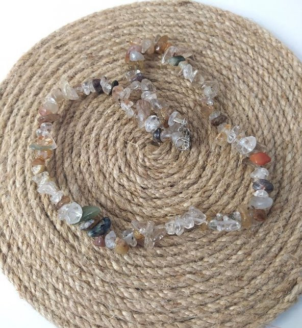 Kolye Kırık Doğal Taş Kolye Gerdanlık Çakra Enerji Takı Aksesuar - 3