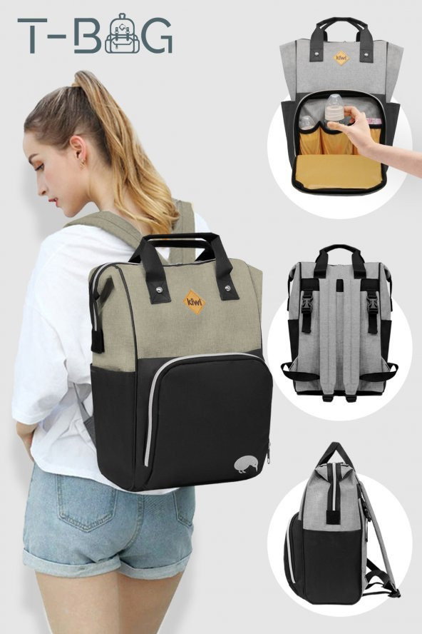 Kiwi T-Bag Anne Bebek Sırt Bakım Çantası Vizon - 2