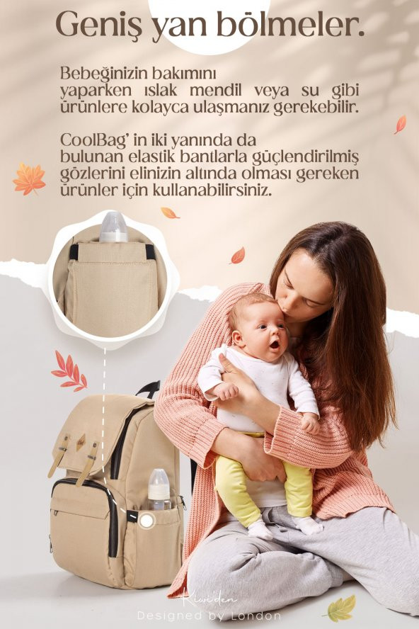 Kiwi CoolBag Anne Bebek Sırt Bakım Çantası Gri - 4