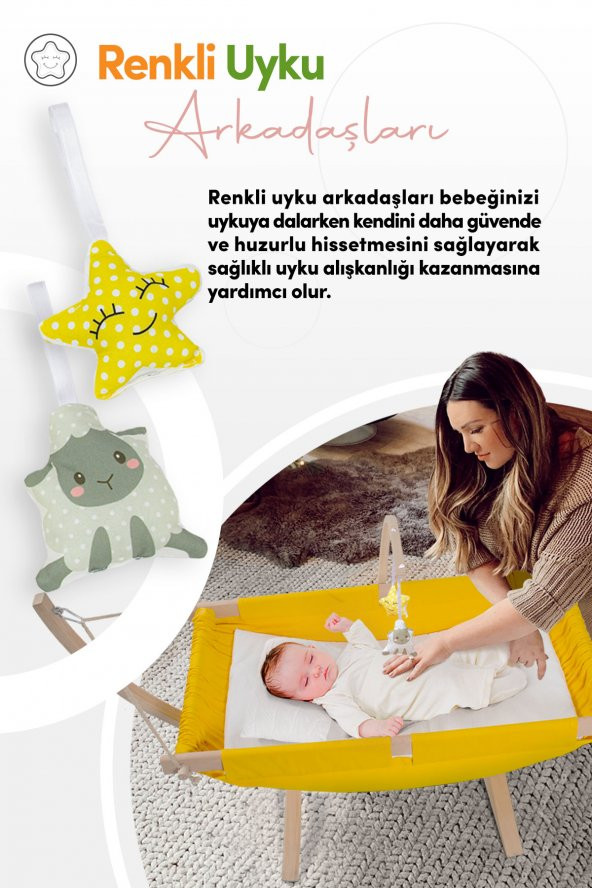 Kiwi Sleepwell Doğal Ahşap Platformlu Sallanır Bebek Hamağı Mavi - 6