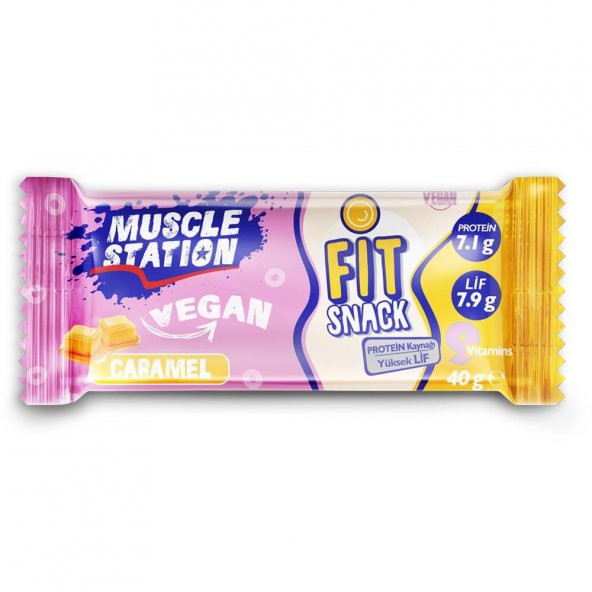 Muscle Station Fit Snack Vegan Caramel Bar 40g 3 Adet