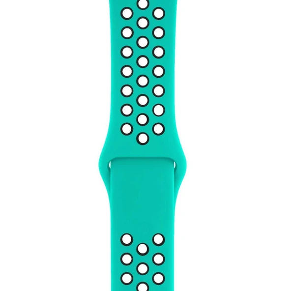 Apple Watch 38-40mm Silikon Kayış -Turkuaz/Siyah - 2