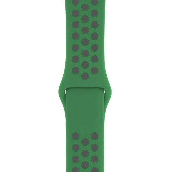 Apple Watch 38-40 mm Silikon Kayış - Koyu Yeşil / Gri