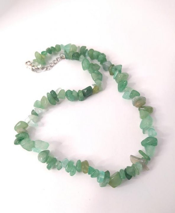 Kolye Aventurin Kırık Doğal Taş Kolye Gerdanlık Çakra Enerji Takı Aksesuar - Resim 3