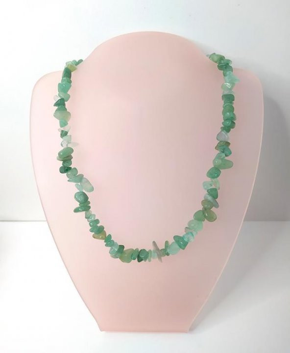 Kolye Aventurin Kırık Doğal Taş Kolye Gerdanlık Çakra Enerji Takı Aksesuar - Resim 4