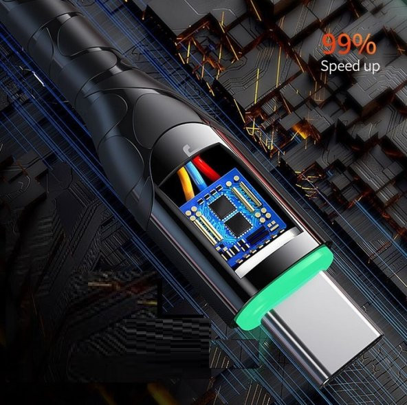 Essager Örgu Kaplama Led Isıklı Çinko Alaşımlı Type-C Kablo - 3