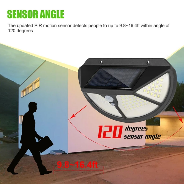 Sepetegelsin Güneş Enerjili Hareket Sensörlü 102 Led Bahçe Lambası - Resim 7