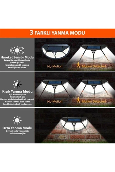 Sepetegelsin Güneş Enerjili Hareket Sensörlü 102 Led Bahçe Lambası - Resim 2