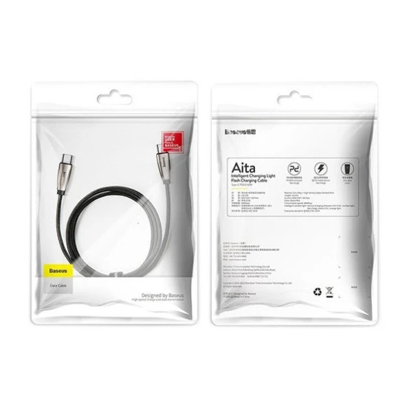 BASEUS AITA Led Işıklı Type-C Hızlı Şarj Kablosu PD2.0 60W(20V 3A) 1metre - Resim 4