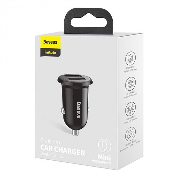 Baseus Grain Pro Dual Usb 4.8A Max Çıkışlı Hızlı Araç Şarj Başlık - 4
