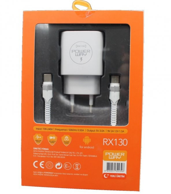 Powerway 18W 3.0A Type-C Şarj Adaptörü Kablo Dahil RX130 - 2