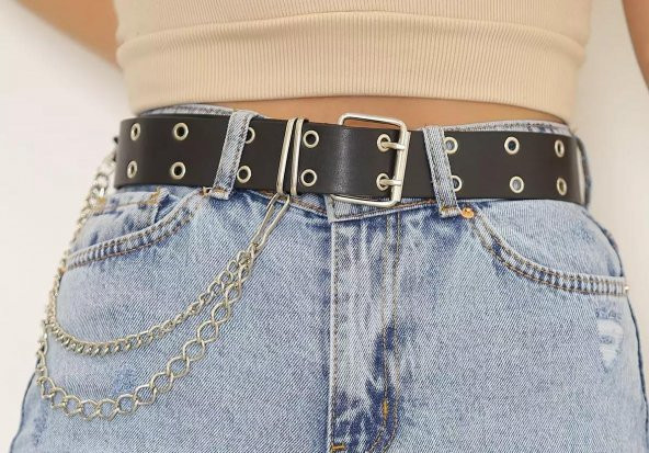 Zhlbutik Zincir Aksesuarlı Kemer Siyah - 2