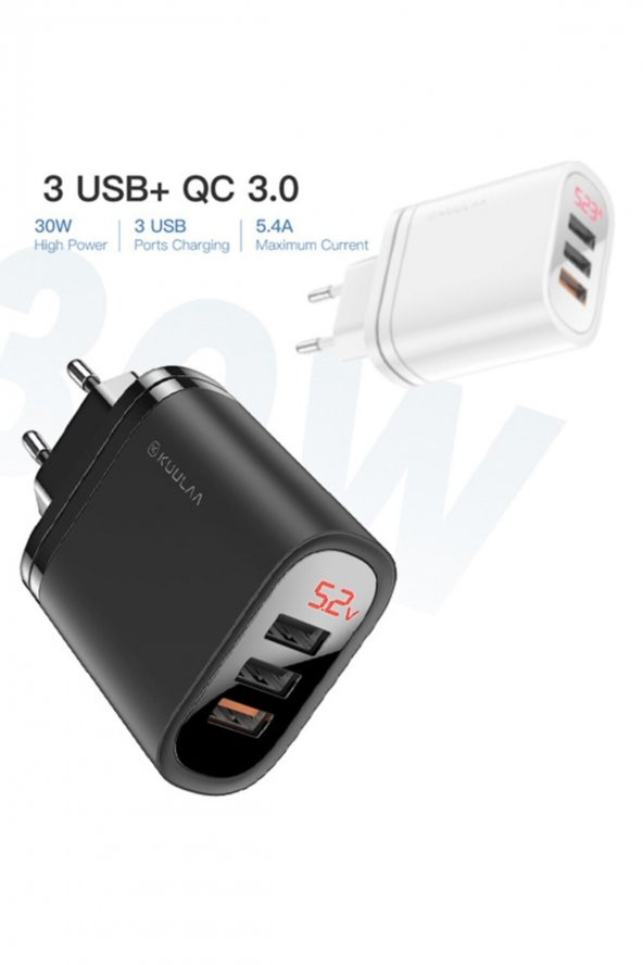 Kuulaa Mirror 3 Usb Qc3.0+pd 30w Hızlı Şarj Dijital Ekran Şarj Başlık - 2