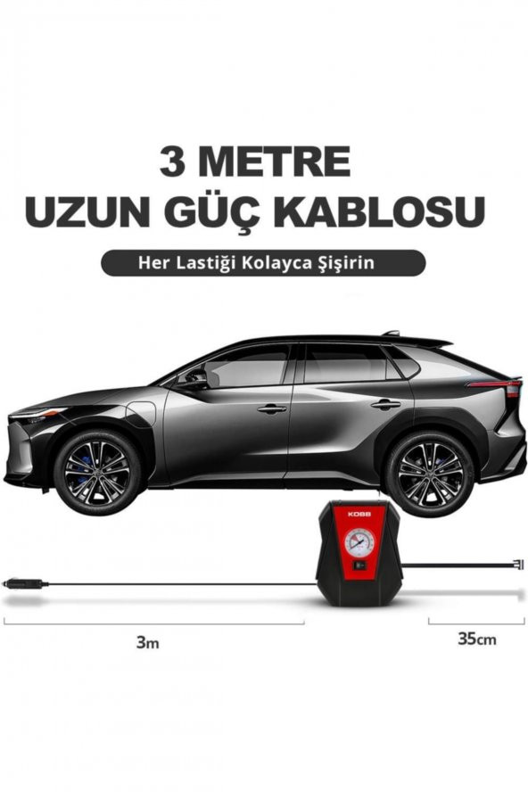 Kb100 12volt 100 Psı Analog Göstergeli Hava Lastik Şişirme Pompası - 5