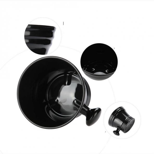 Zhltools Siyah Tasarım Saplı Traş Kasesi - 5