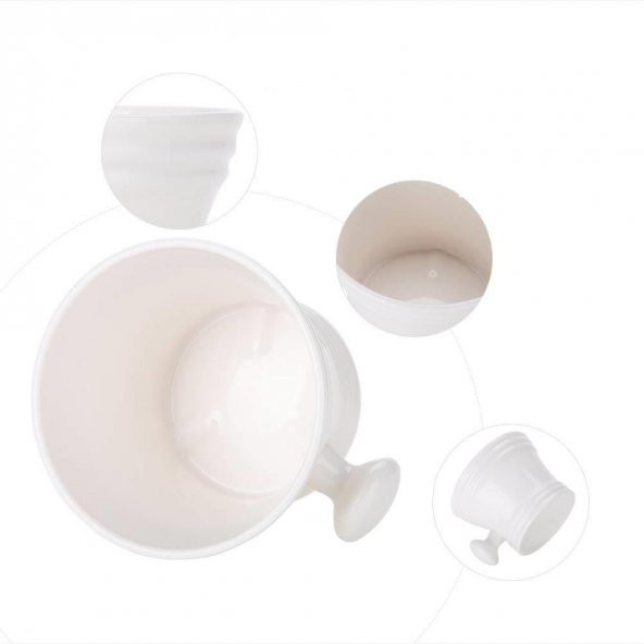 Zhltools Beyaz Tasarım Saplı Traş Kasesi - 5