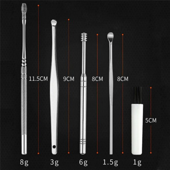 6 PArça Paslanmaz Çelik Kulak Temizleyici Kulak Leke Çıkarıcı - 3