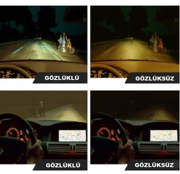 Otomobil Motorsiklet Antifar Gece Sürüş Güvenlik Gözlüğü - 3