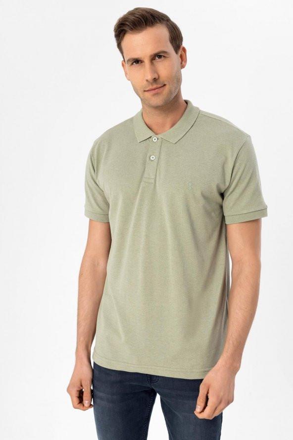 Polo Yaka Regular Kalıp Armürlü Tişört - 2