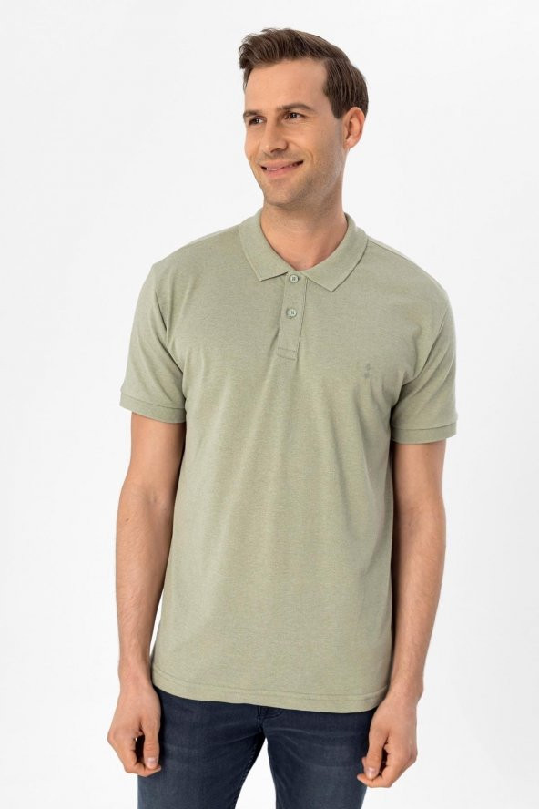 Polo Yaka Regular Kalıp Armürlü Tişört - 3