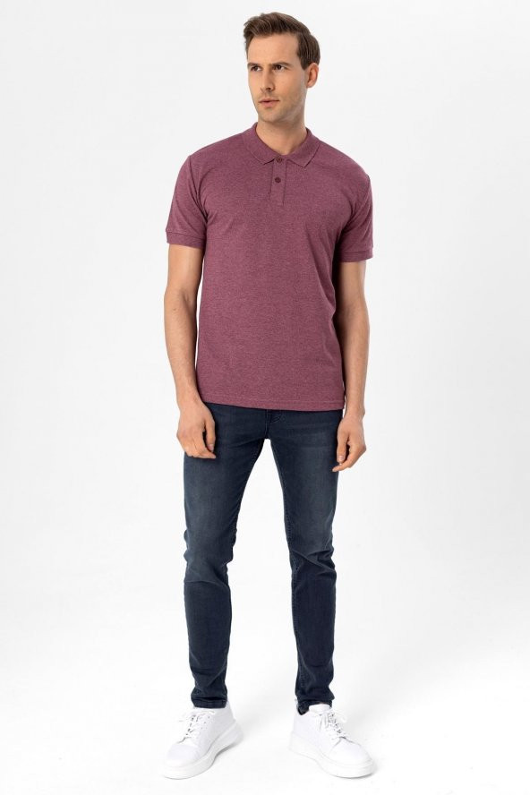 Polo Yaka Regular Kalıp Armürlü Tişört - 11