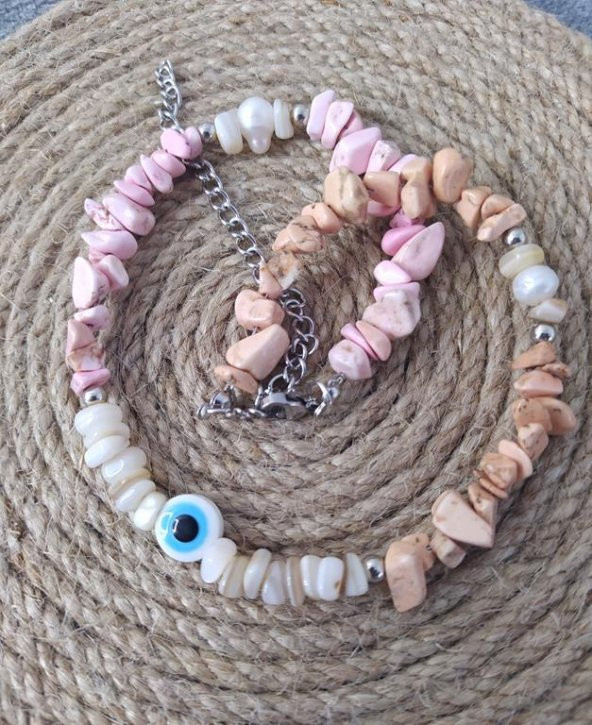 Kolye Kırık Doğal Taş Kolye Kötü Göz Kovucu Nazar Gerdanlık Çakra Enerji Takı Aksesuar - 3