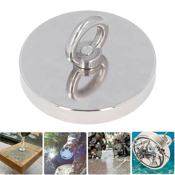 Valkyrie D90 Battal Boy Güçlü Neodyum Mıknatıs 90mm 380kg Halkalı Salvage Fishing Magnet - 3