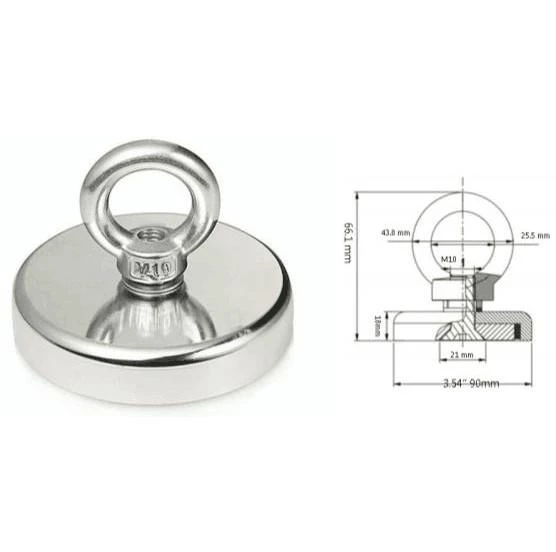 Valkyrie D90 Battal Boy Güçlü Neodyum Mıknatıs 90mm 380kg Halkalı Salvage Fishing Magnet - 6