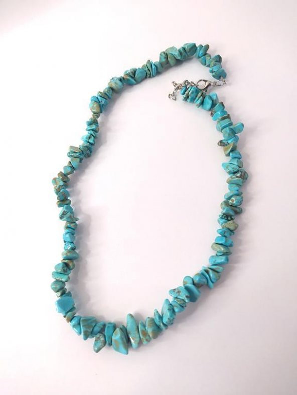 Kolye Turkuaz Kırık Doğal Taş Kolye Gerdanlık Çakra Enerji Takı Aksesuar - 3