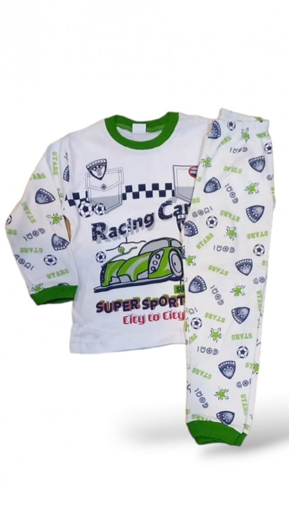 salarticaret Erkek Çocuk Pamuklu Pijama Takımı Yeşil