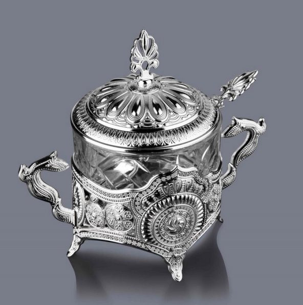 Kosova 13-008-K-19 Yuvarlak Cam Şekerlik Silver - 2