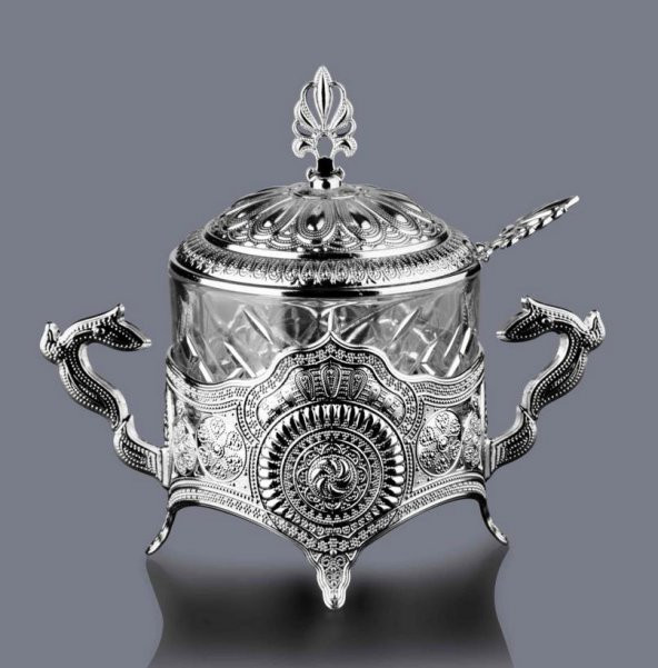 Kosova 13-008-K-19 Yuvarlak Cam Şekerlik Silver - 3