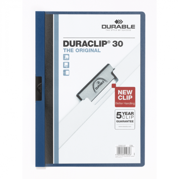 Durable Sıkıştırmalı Dosya DuraClip Ortadan Klipsli 30 Syf A4 Lacivert 2200 - 2