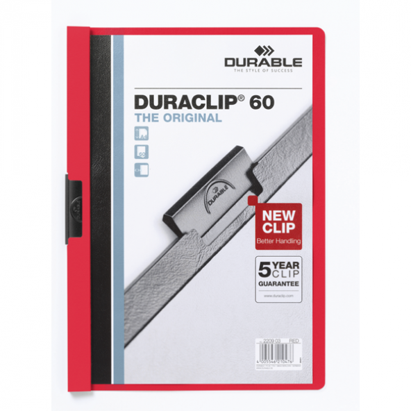 Durable Sıkıştırmalı Dosya DuraClip Ortadan Klipsli 60 Syf A4 Kırmızı 2209 - 2