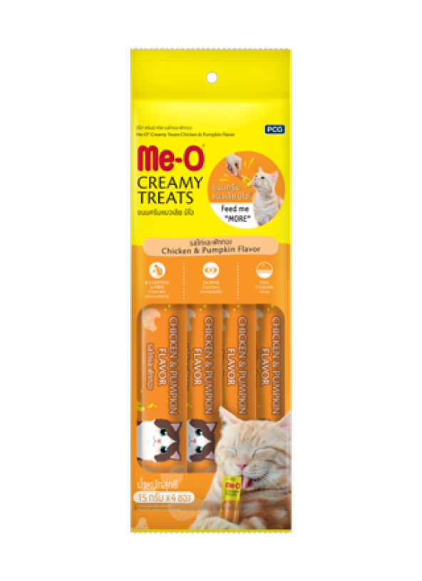 Me-O Creamy Tavuklu ve Balkabaklı Yetişkin Kedi Ödülü 4 x 15 G