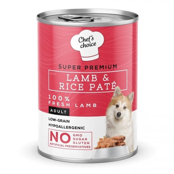 Chefs Choice Kuzulu Pirinçli Ezme Konserve Yetişkin Köpek Maması 400 G
