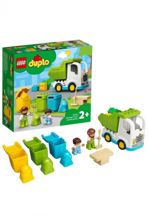 LEGO DUPLO Kasabası Çöp Kamyonu ve Geri Dönüşüm 10945 - Yaratıcı Oyuncak Yapım Seti (19 Parça) - 1