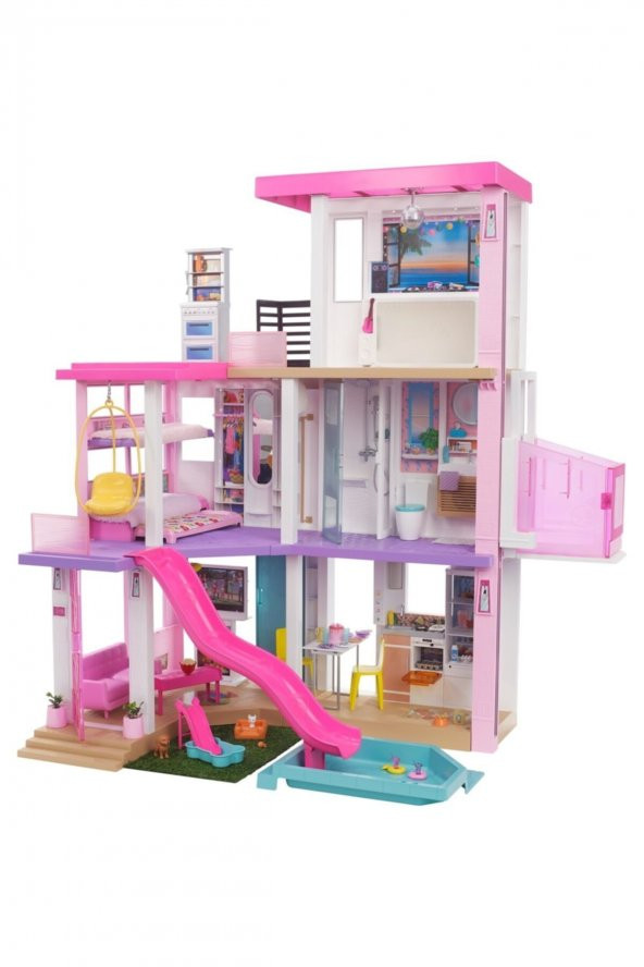 Barbie nin Evi (115 Cm), 75ten Fazla Aksesuarı Bulunan, 3 Katlı 3-7 Yaş Arası Kızlar Için Grg93