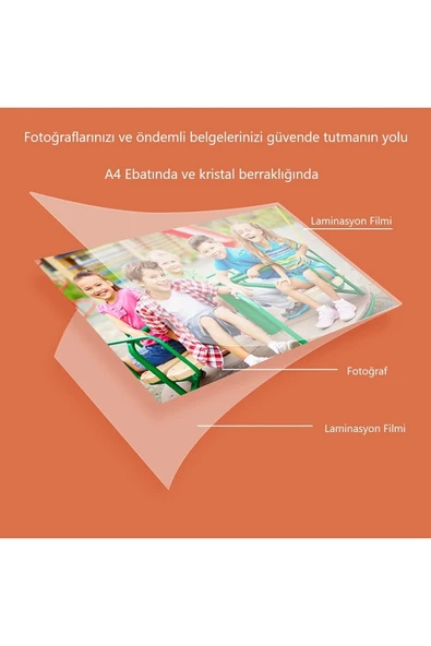 Kraf Laminasyon Filmi Parlak Şeffaf A4 100 Micron 100`lü Paket - Resim 2